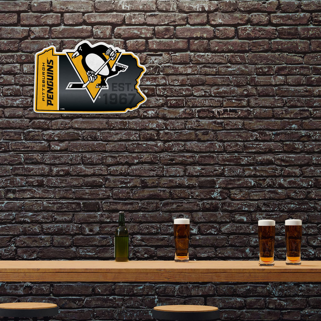 Rico Industries Nhl Pittsburgh Penguins State Shape Shape Cut Pennant - Home And Living Room D  Cor - Soft Felt Ez To Hang