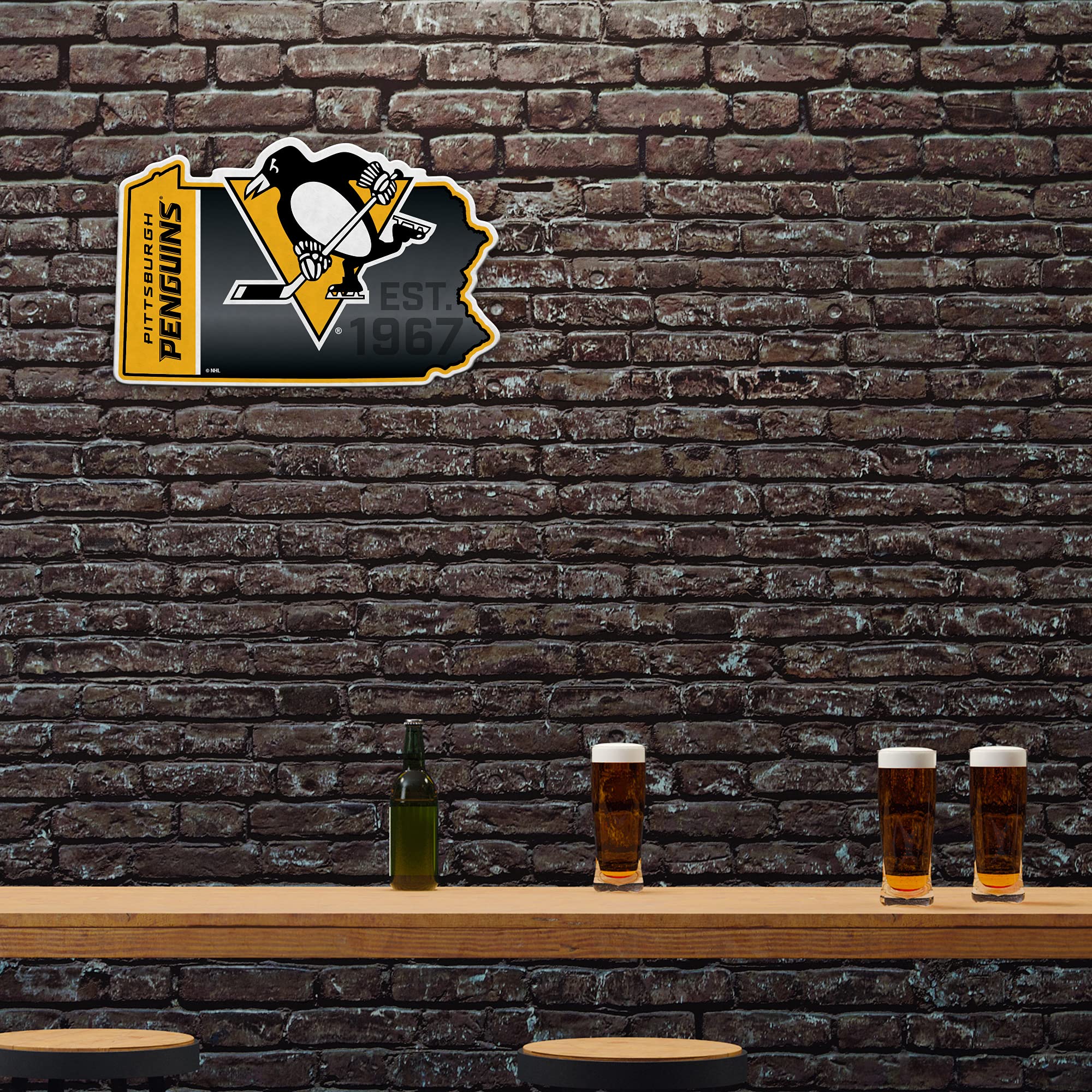 Rico Industries Nhl Pittsburgh Penguins State Shape Shape Cut Pennant - Home And Living Room D  Cor - Soft Felt Ez To Hang