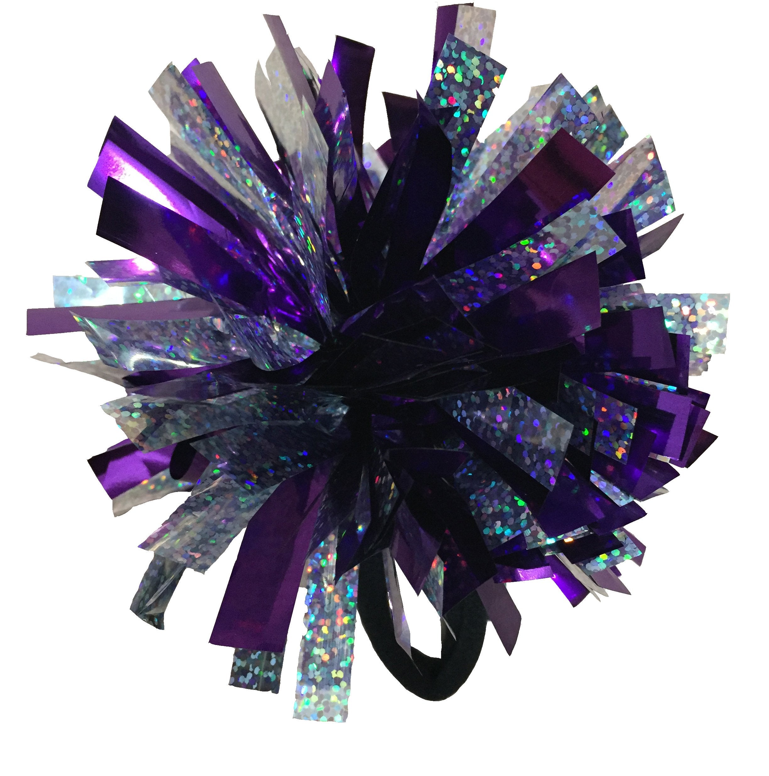 kuugear Set of 3, Wearable 2-Color 2 Metallic Pom Poms for Cheerleading, Team Spirit, Party Costume, Ponytail Holder, Holiday Ce