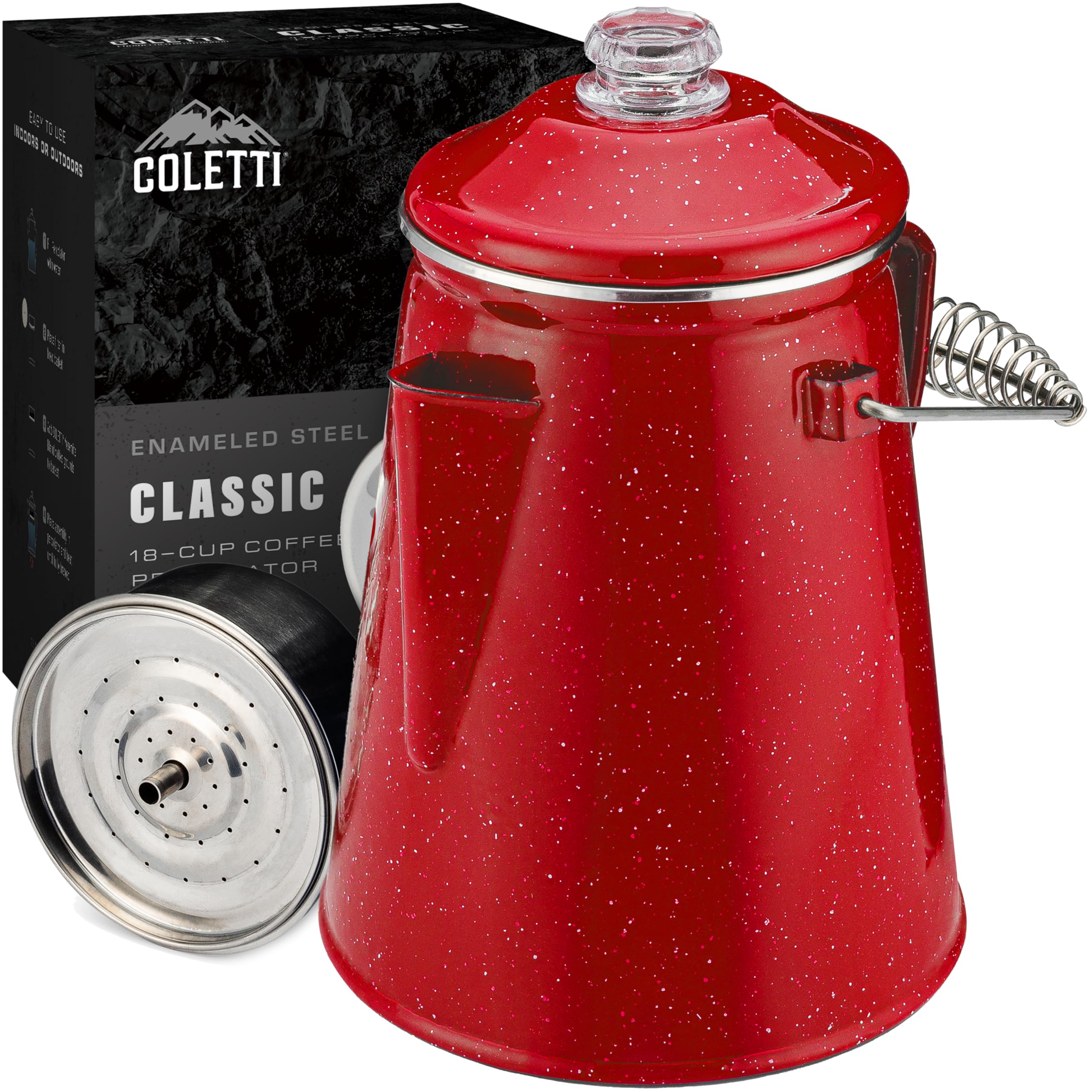 Coletti Classic Percolator Coffee Pot - Camping Coffee Percolator, Campfire Coffee Pot - Camping For Groups - Brew For The Whole