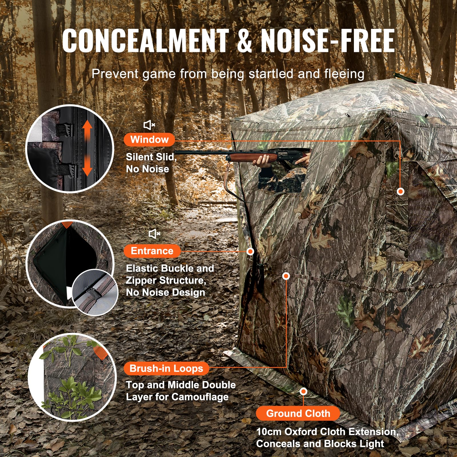 Vevor Hunting Blind, 270 See Through Ground Blind, 1-2 Person Pop Up Deer Blind For Hunting With Carrying Bag, Portable Resilien