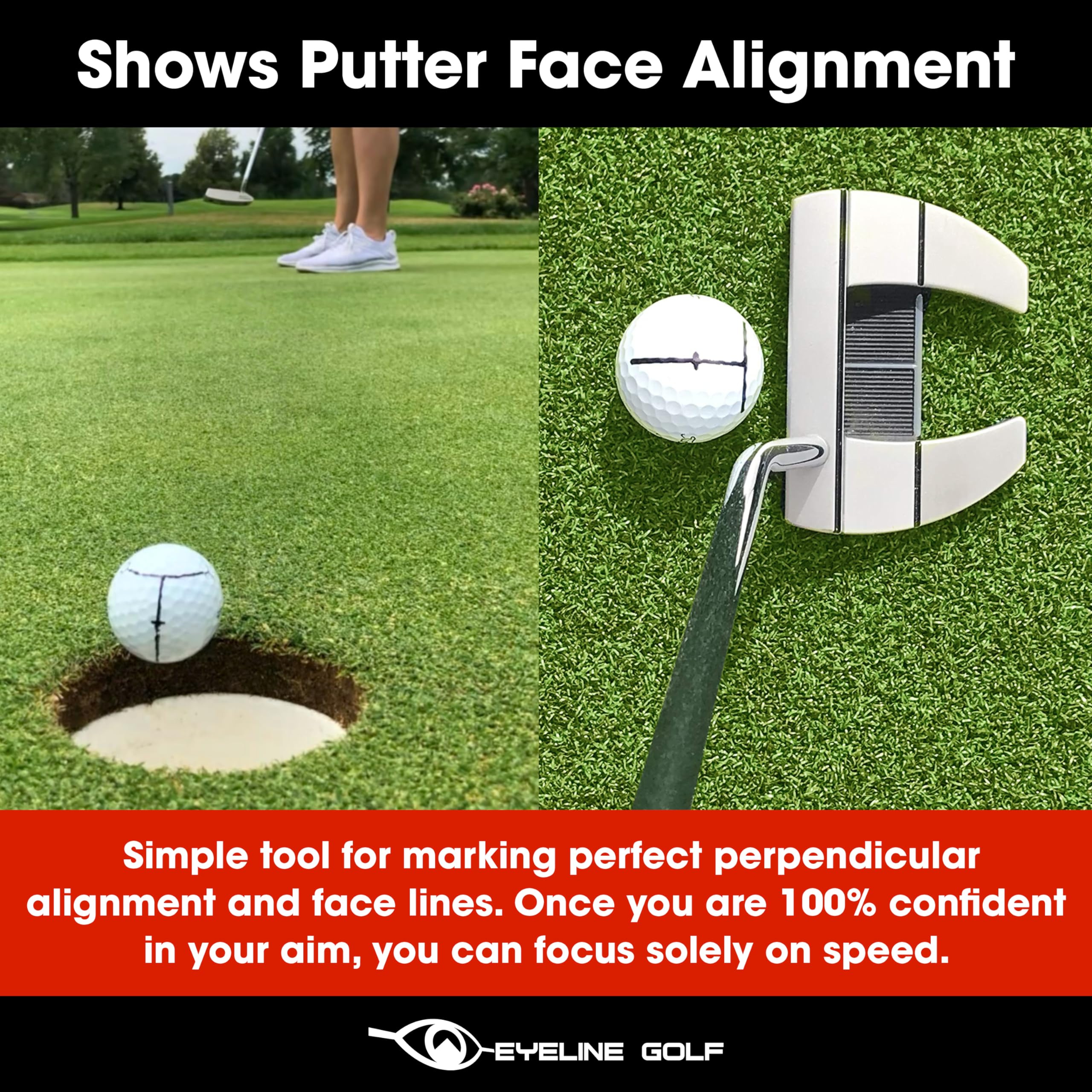 Eyeline Golf Impact Ball Liner - Training Aid Accessories - 3 -Pack Red Alignment Kit Marker Pen By Hank Haney. Align Ball See P