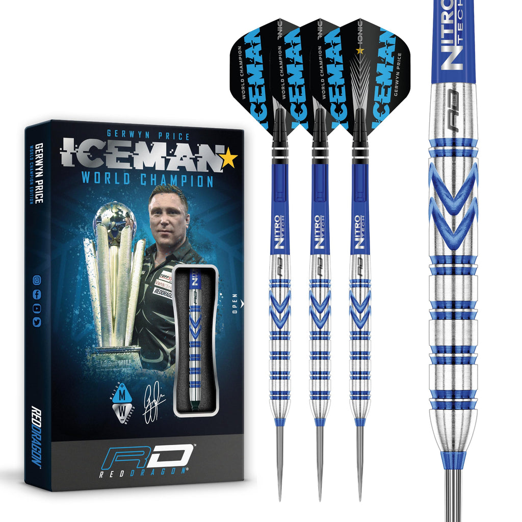 Red Dragon Gerwyn Price 24 Gram - Tungsten Steel Darts Set With Flights And Stems