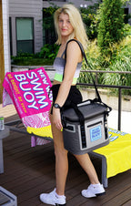 New Wave Swim Buoy 20 Can Soft Cooler Bag, Gray, Vinyl, Leakproof, Insulated, Overbuilt