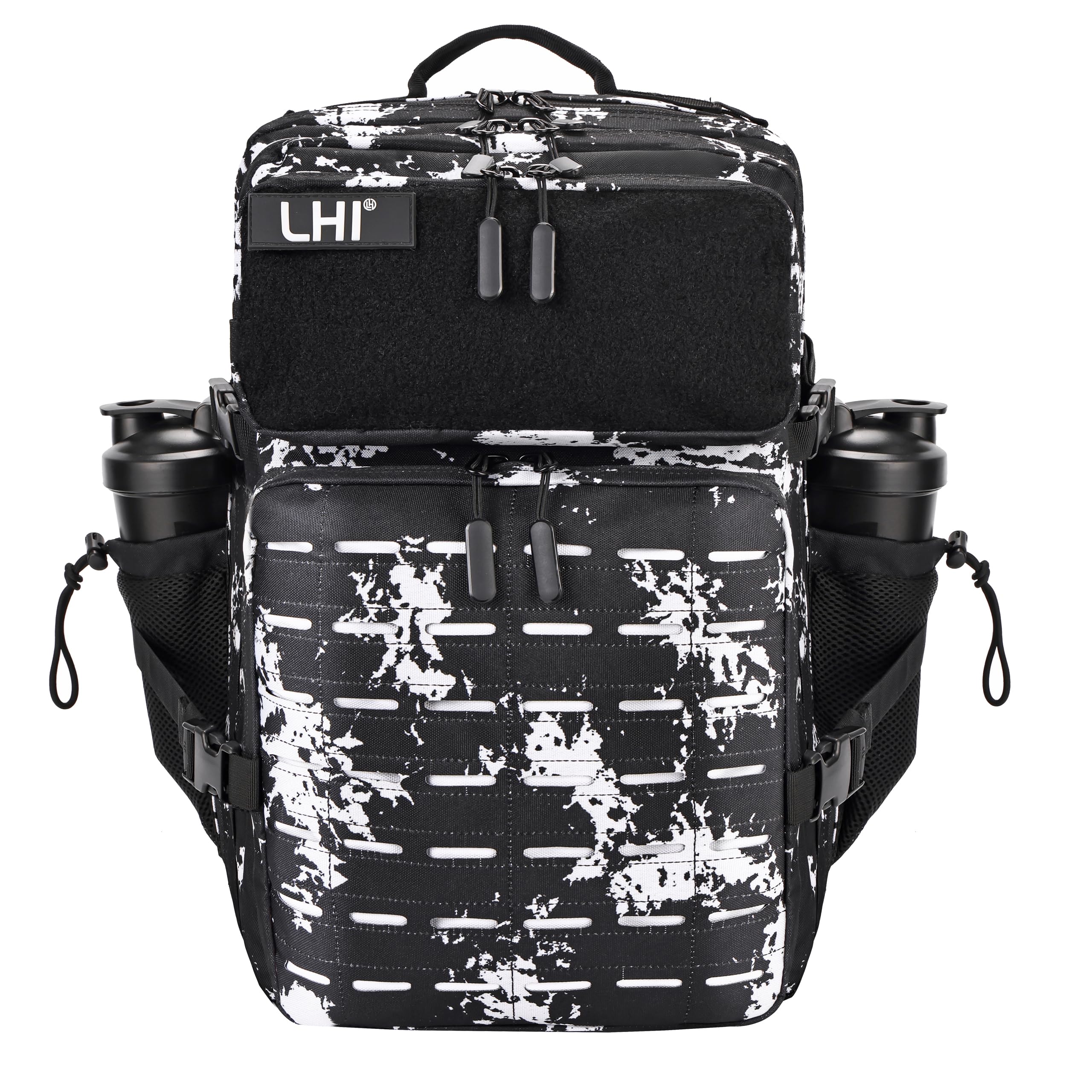 LHI Tactical Military Backpack for Men and Women 45L Large Molle Army Assault Pack 3 Day Travel Backpacks - Black lightning