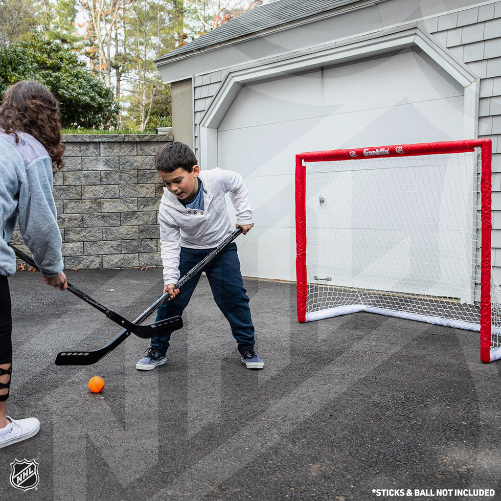 Franklin Sports Nhl Street Hockey Goal With Net - Portable Lightweight Pvc Youth Street + Roller For Kids - 46''