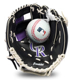 Franklin Sports Mlb Youth Teeball Glove + Foam Ball Set - Kids Colorado Rockies Baseball + Teeball Mitt And Ball - Perfect First