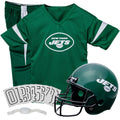 Franklin Sports New York Jets Kids Football Uniform Set - NFL Youth Football Costume for Boys & Girls - Set Includes Helmet, Jer