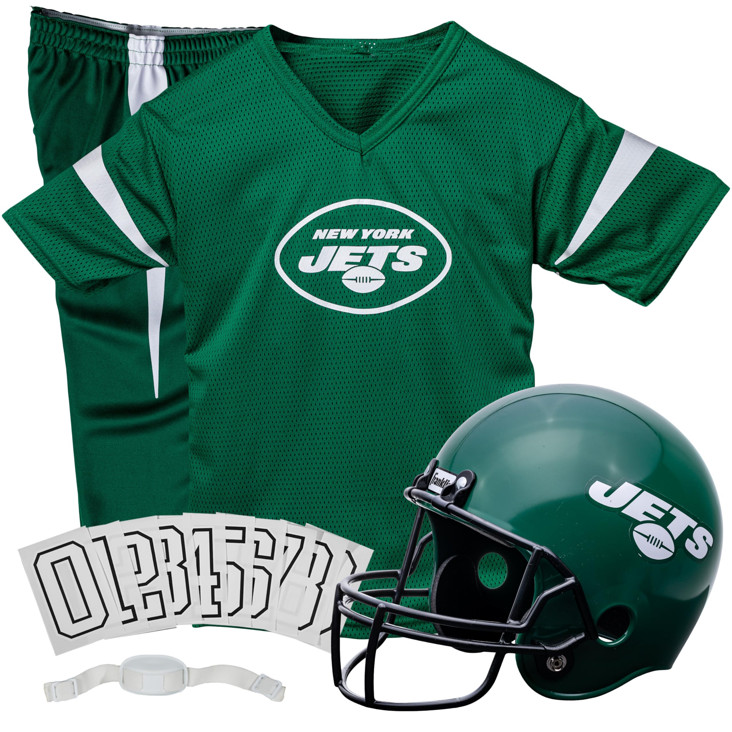 Franklin Sports New York Jets Kids Football Uniform Set - NFL Youth Football Costume for Boys & Girls - Set Includes Helmet, Jer