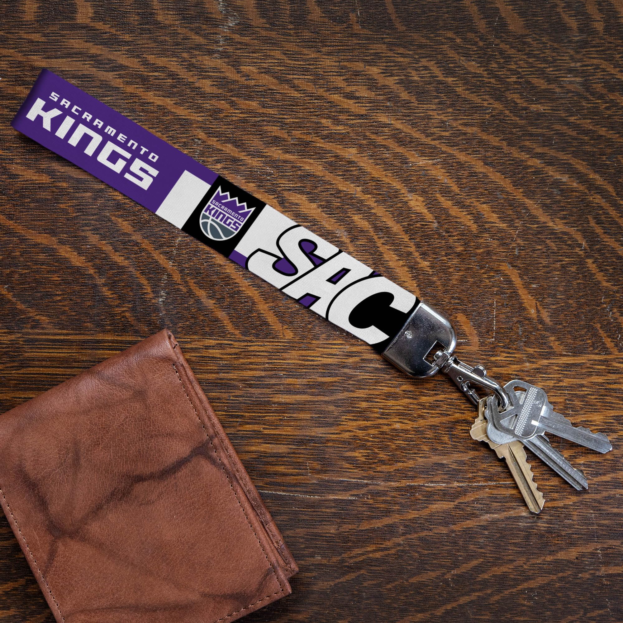Rico Industries Nba Basketball Sacramento Kings Wrist Lanyard Key Chain, Cute Wristlet Strap Keychain Holder For Women Men Car K
