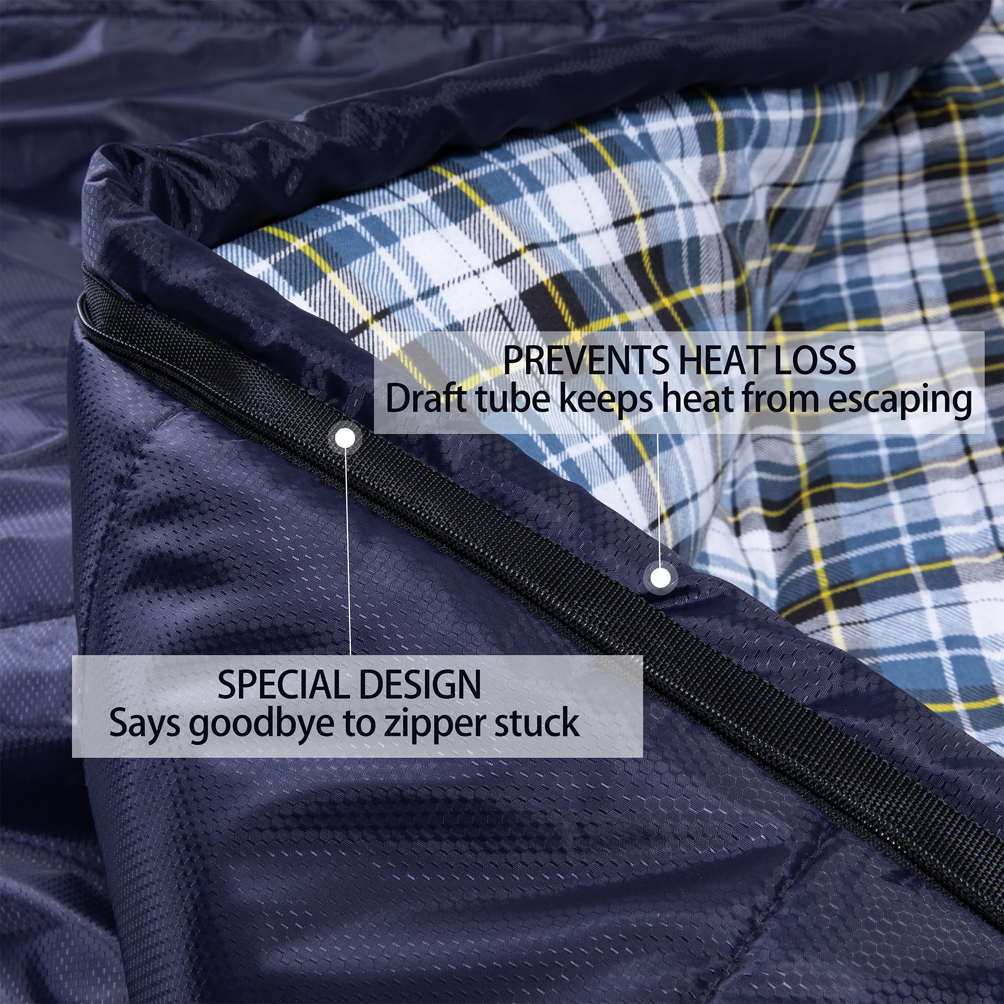 HiZYNICE Sleeping Bags for Adults Large Wide Cold Weather 0 Degree XL XXL Plus Size Oversized,Navy Blue Left Zip