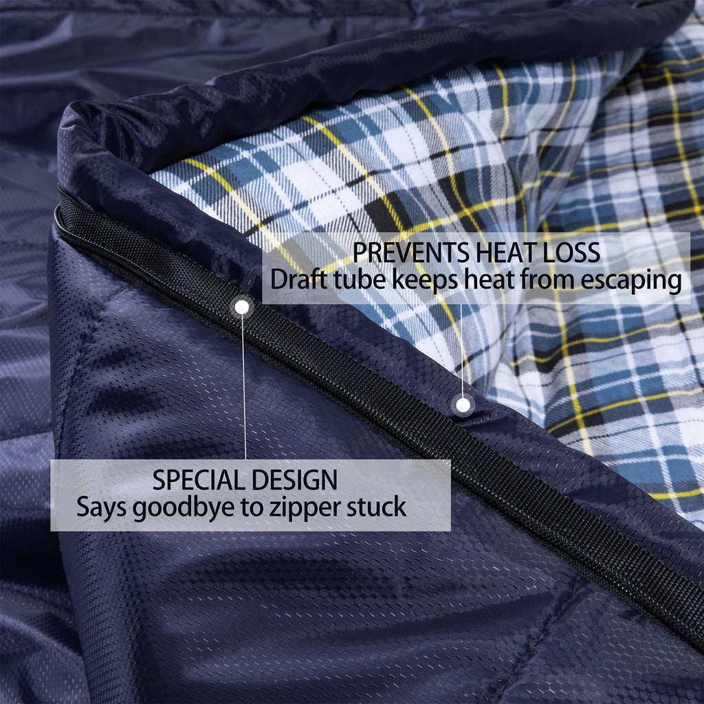 HiZYNICE Sleeping Bags for Adults Large Wide Cold Weather 0 Degree XL XXL Plus Size Oversized,Navy Blue Right Zip
