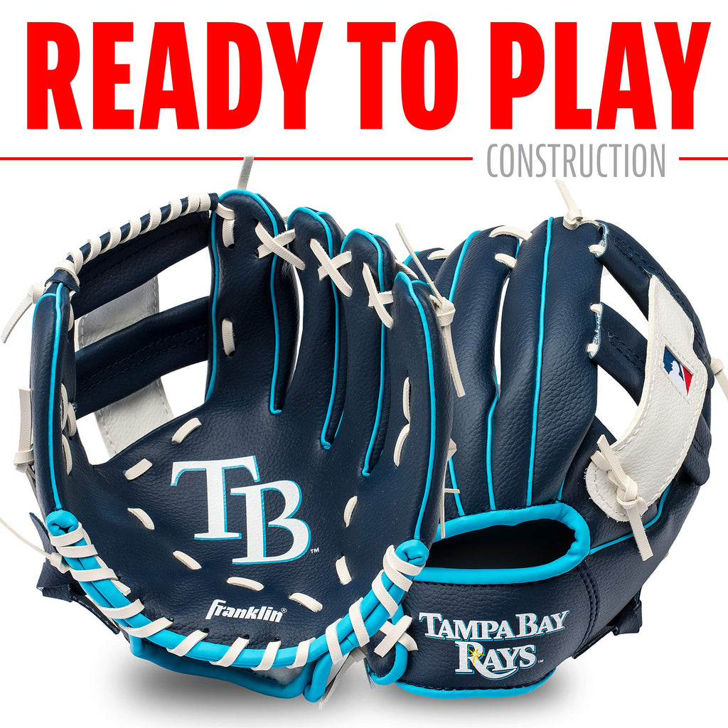 Franklin Sports Mlb Youth Teeball Glove And Ball Set - Kids Tampa Bay Rays Baseball And Teeball Glove And Ball - Perfect First K
