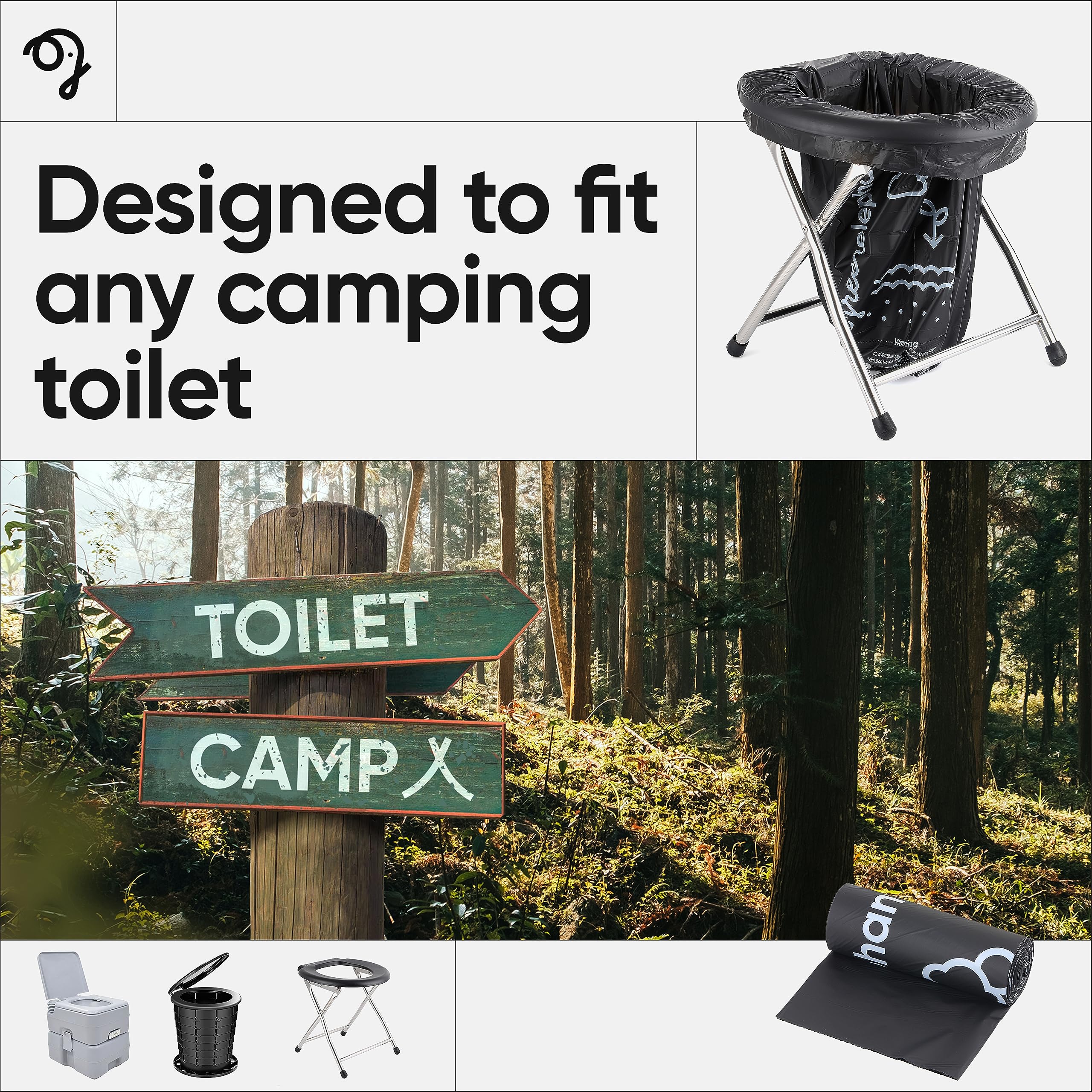 Green Elephant Portable Waste Bags - Camping Potty Liners, Biodegradable Sanitary Bags For 5 Gallon Bucket, Outdoor Use, 15 Coun