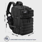 LHI Military Tactical Backpack for Men and Women 45L Army 3 Days Assault Pack Bag Large Rucksack with Shoe Compartment