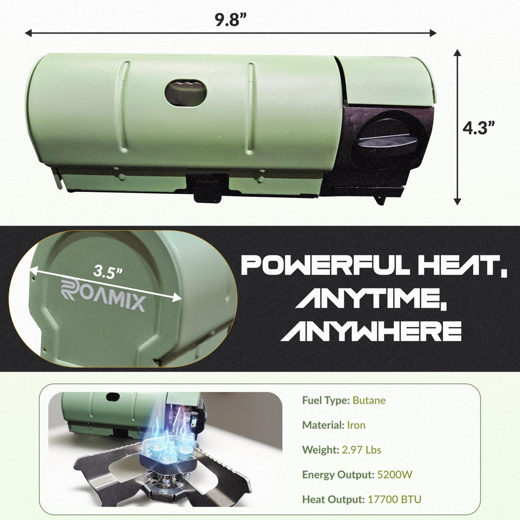 Roamix 17,700 Btu Foldable Butane Camping Stove - 5,200W Portable Gas Burner With Carrying Bag For Outdoor Cooking, Backpacking