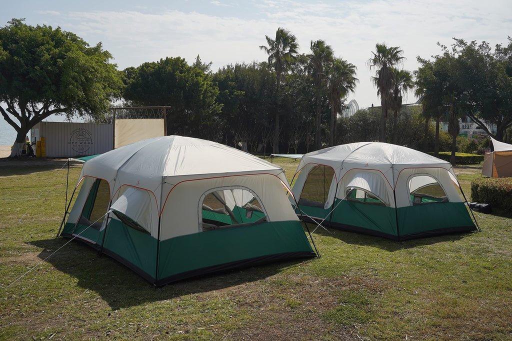 Ktt Extra Large Tent 12 Person,2 Bay-Windows,Family Cabin Tents,14.1'Lx10'Wx6.58'H,2 Rooms,3 Doors 3 Windows With Mesh,Waterproo