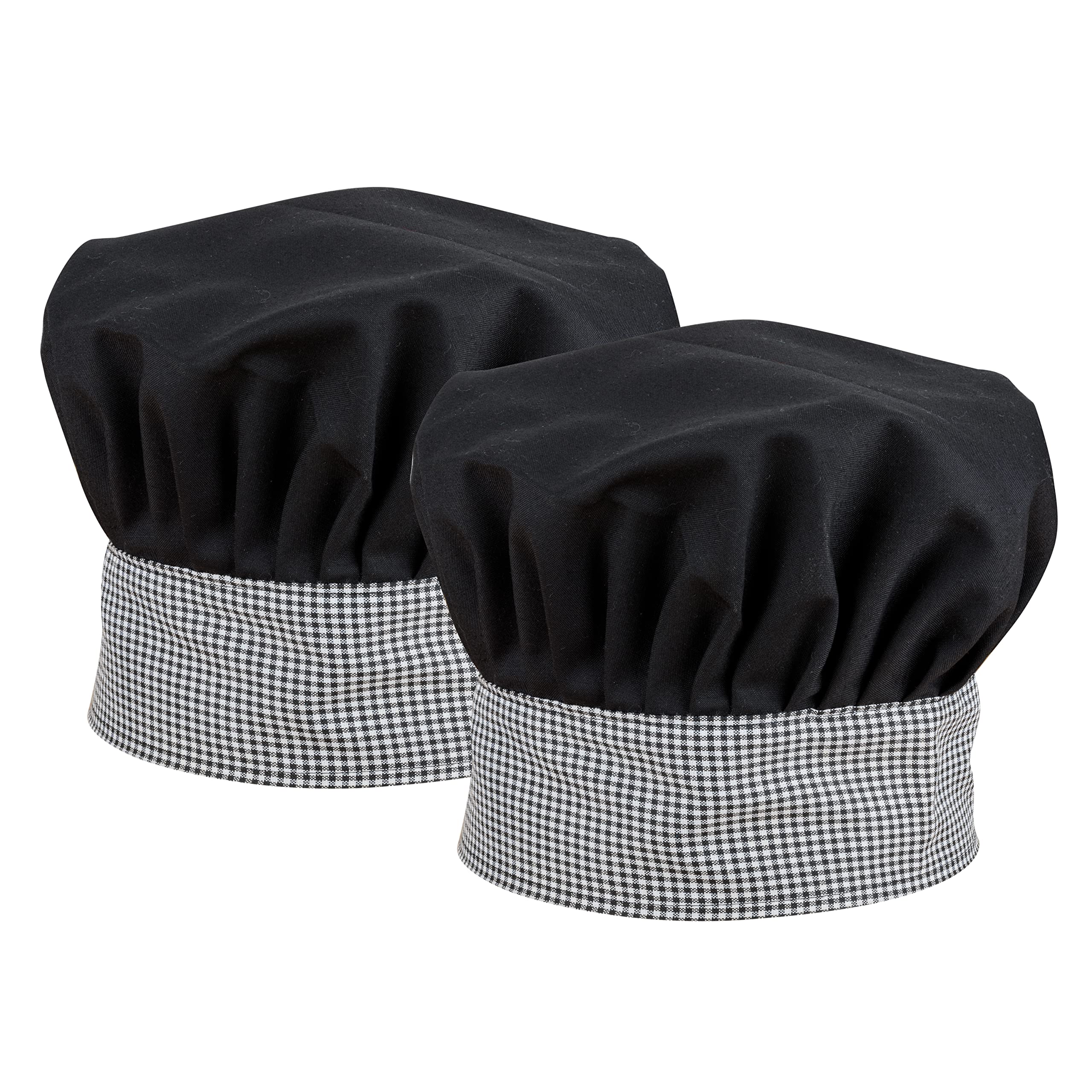 Lathiya Unisex Solid Fabric ChefS Cap Cum Hat For Home And Hotel (ChecksBlack)