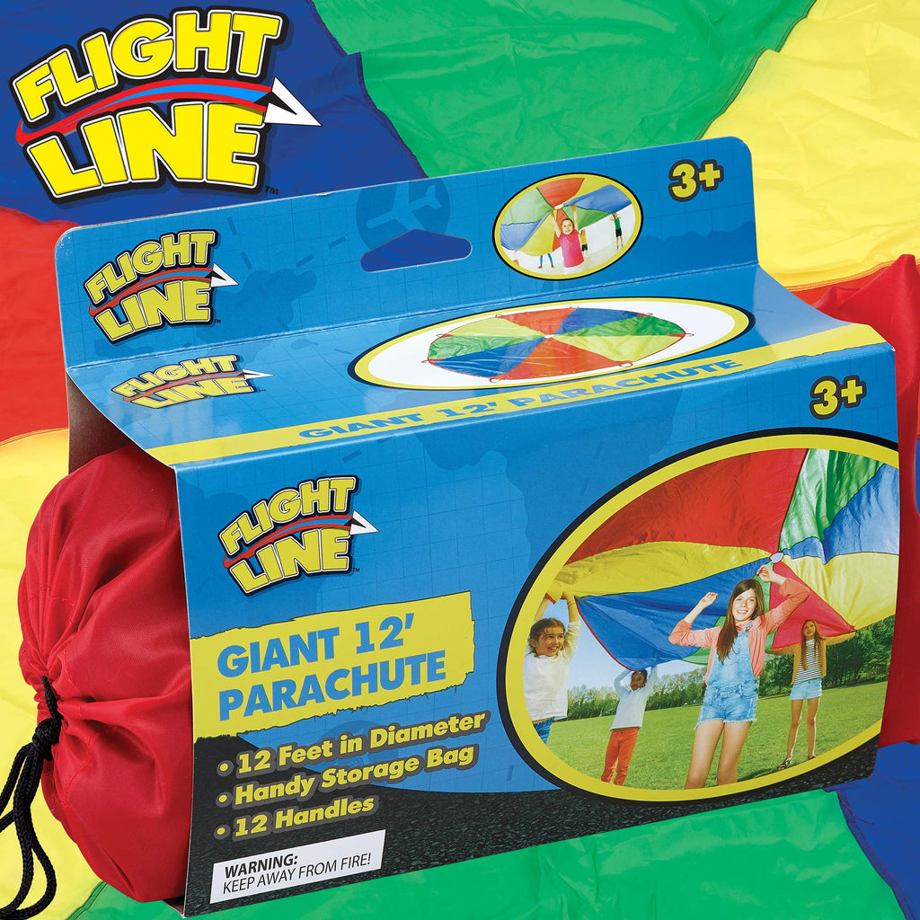 Thin Air Brands Kids 10-Foot Play Parachute Toy For Boys And Girls With 12 Handles For Team Group Cooperative Games, Ages 3 (12-