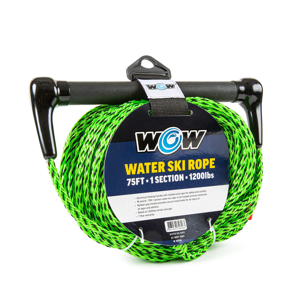 Wow Sports Towing Rope For Wakeboard, Water Ski And Wakesurf, 1-Section Tow Rope With Rubber Handle, 75