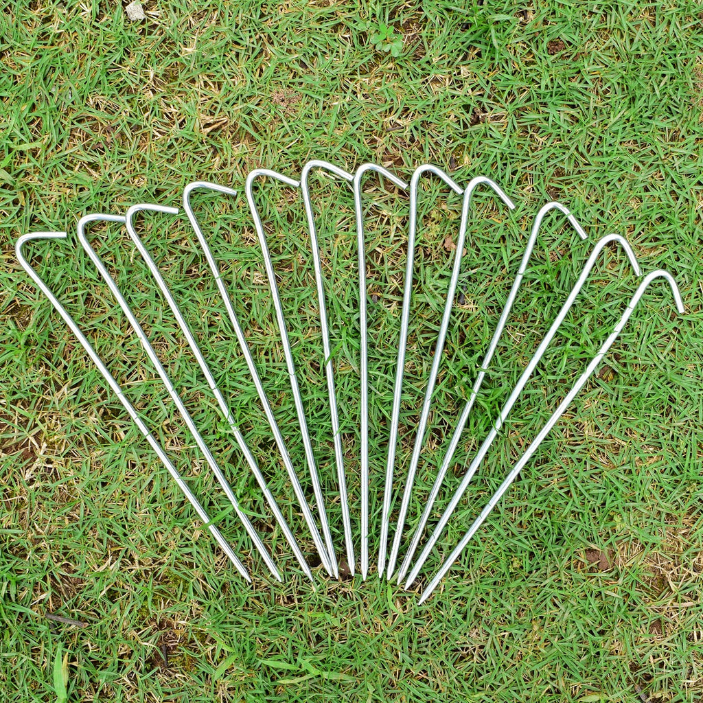 9 Inch Tent Stake Yard Inflatable Stakes Metal Tent Pegs Heavy Duty Ground Stake Fence Hooks Camping Spikes For Canopies, Tarp A