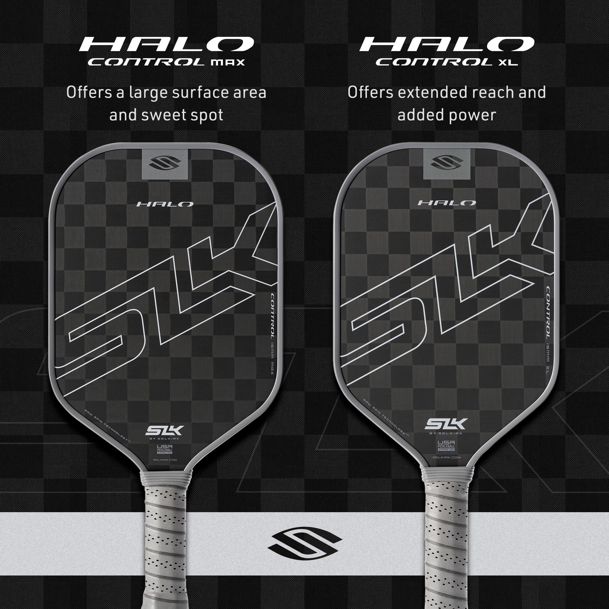 Selkirk Slk Halo Control Xl Pickleball Paddle | Raw Carbon Fiber Pickleball Paddle With A Rev-Core Power Polymer Core | The Pick