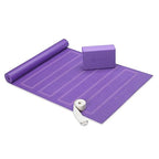 Gaiam Beginner'S Yoga Starter Kit Set (Yoga Mat, Yoga Block, Yoga Strap) - Light 4Mm Thick Printed Non-Slip Exercise Mat For Eve