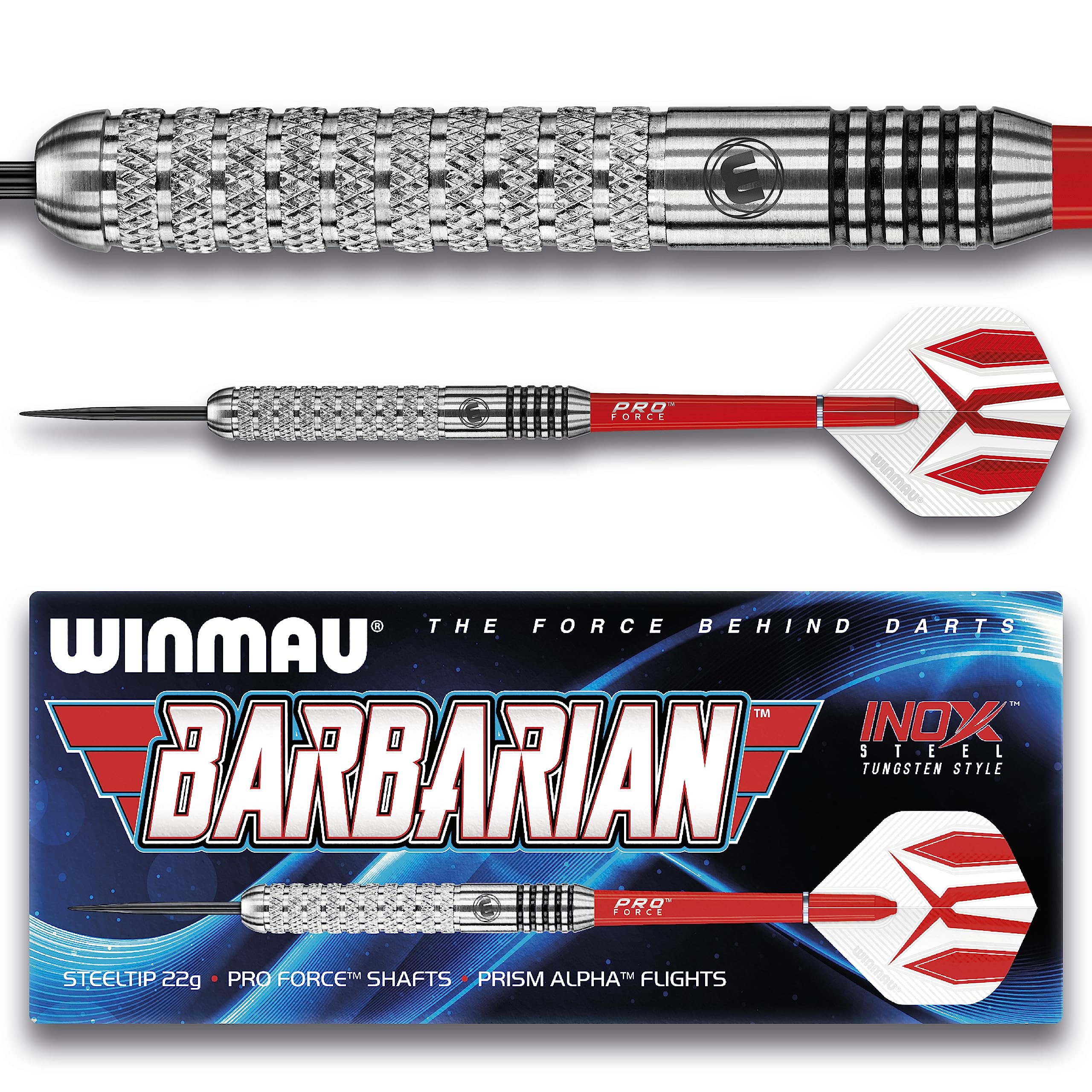 Winmau Barbarian Pro 22 G Professional Tungsten Style Darts With Flights And Shafts (Waves)