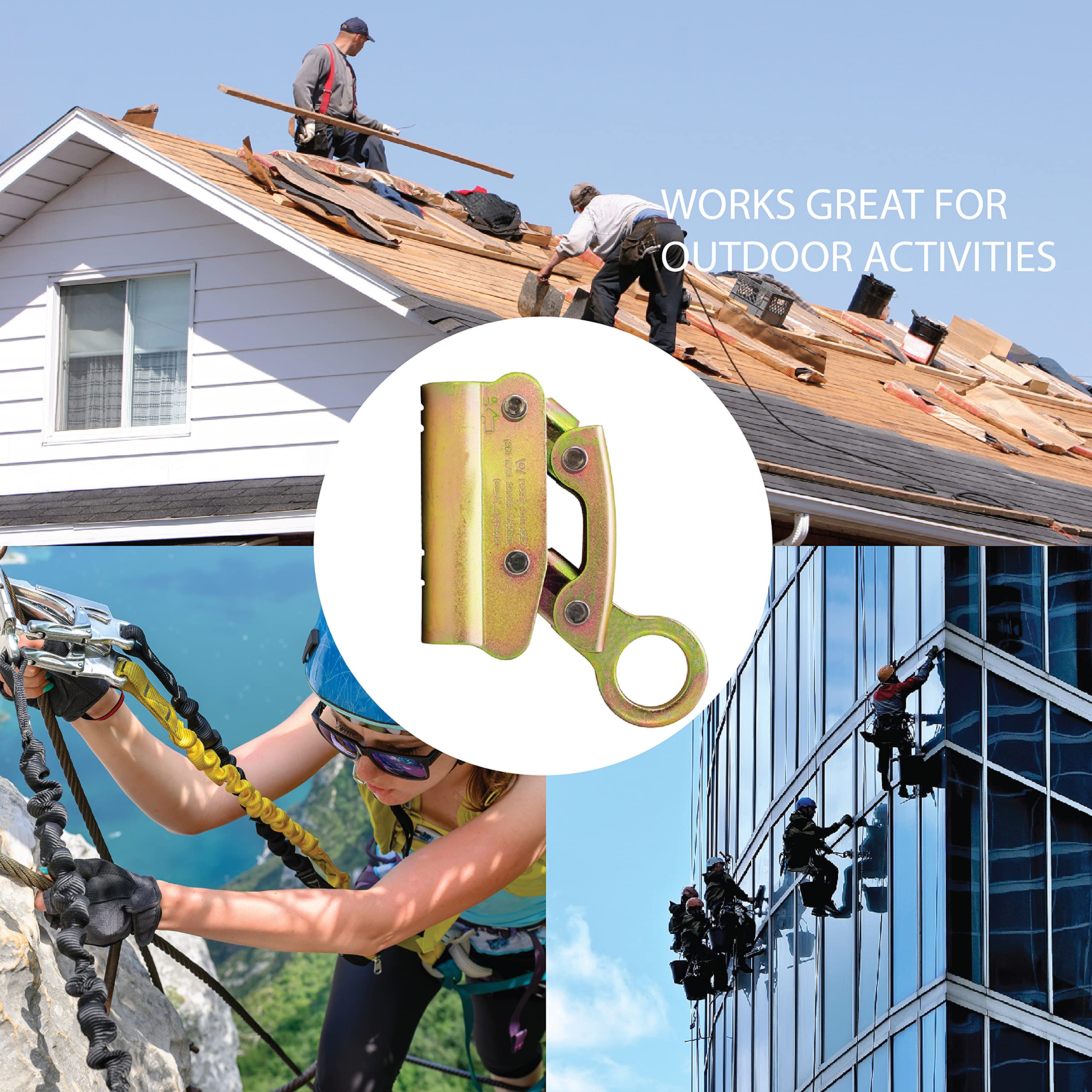 Fusion Climb Dual Rope Grab, Alloy Steel, Safety Protection 25 Kn Ce En 353-2 Ansi Z359.1 Compliant For Heavy Idustry, Roofing,