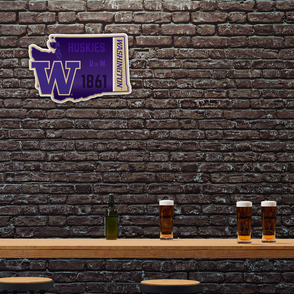 Rico Industries Ncaa Washington Huskies State Shape Shape Cut Pennant - Home And Living Room D  Cor - Soft Felt Ez To Hang