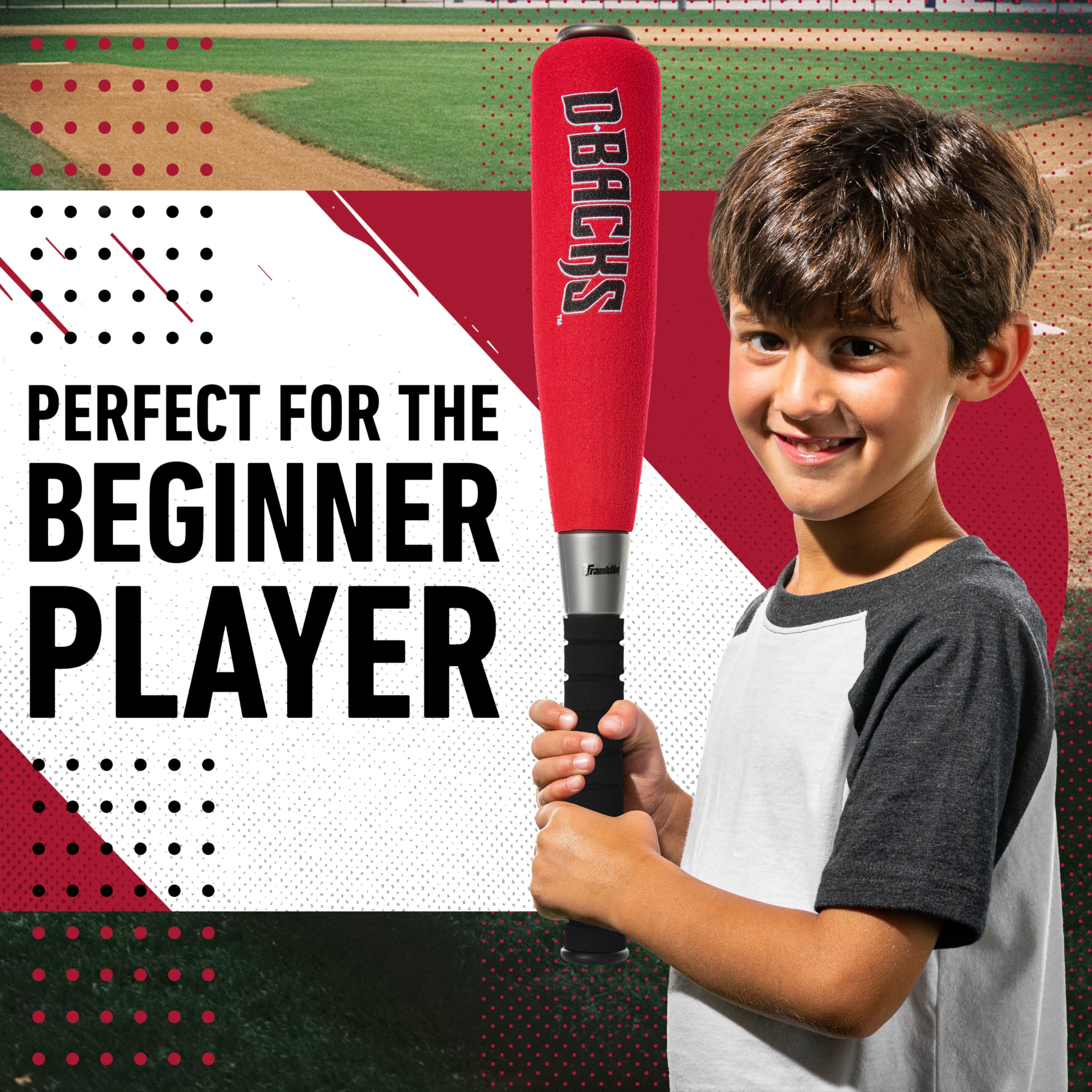 Franklin Sports Mlb Arizona Diamondbacks Team Jumbo Foam Bat And Ball Set, 21-Inch, Black