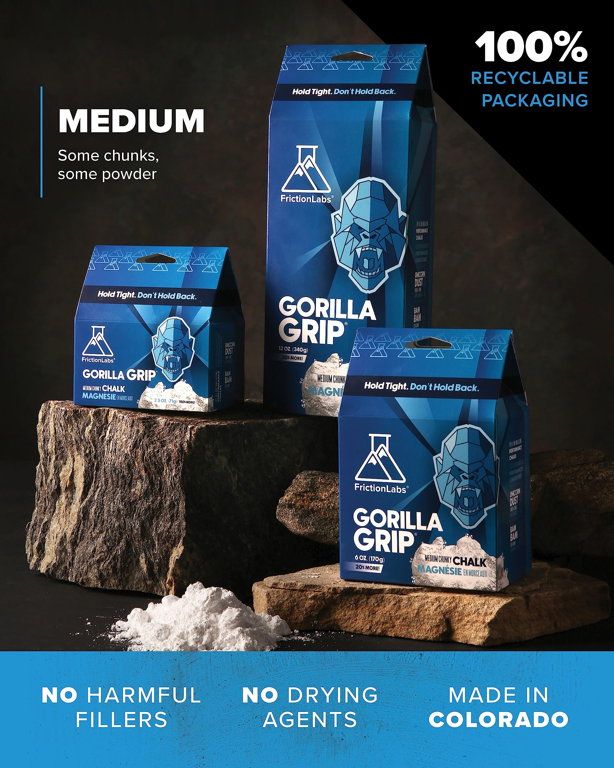 Friction Labs Gorilla Grip 6Oz - Chunky Texture - The New Standard In Chalk For Rock Climbing, Crossfit, And Powerlifting, Now W