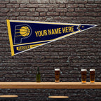 Rico Industries Nba Basketball Indiana Pacers Personalized - Custom 12'' X 30'' Soft Felt Pennant - Ez To Hang