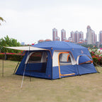 Ktt Extra Large Tent 12 Person,2 Bay-Windows,Family Cabin Tents,14'Lx10'Wx6.58'H,2 Rooms And 3 Doors 3 Windows With Mesh,Waterpr