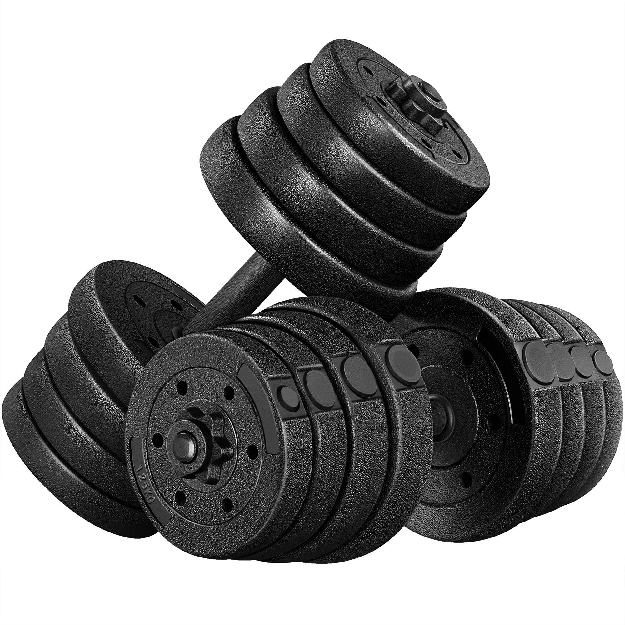 Yaheetech Adjustable Dumbbells Weight Set - 66Lb Dumbbell Weights Exercise & Fitness Equipment W/ 4 Spinlock Collars & 2 Connect