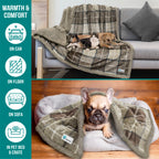Petami Dog Blanket, Plaid Sherpa Dog Blanket  Plush, Reversible, Warm Pet Blanket For Dog Bed, Couch, Sofa, Car (Taupe, 60X40 In