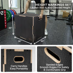 Fitvids 3 In 1 Non-Slip Wooden Plyo Box Plyometric Box Jumping Exercise, 20X24X30 Inches, Gray