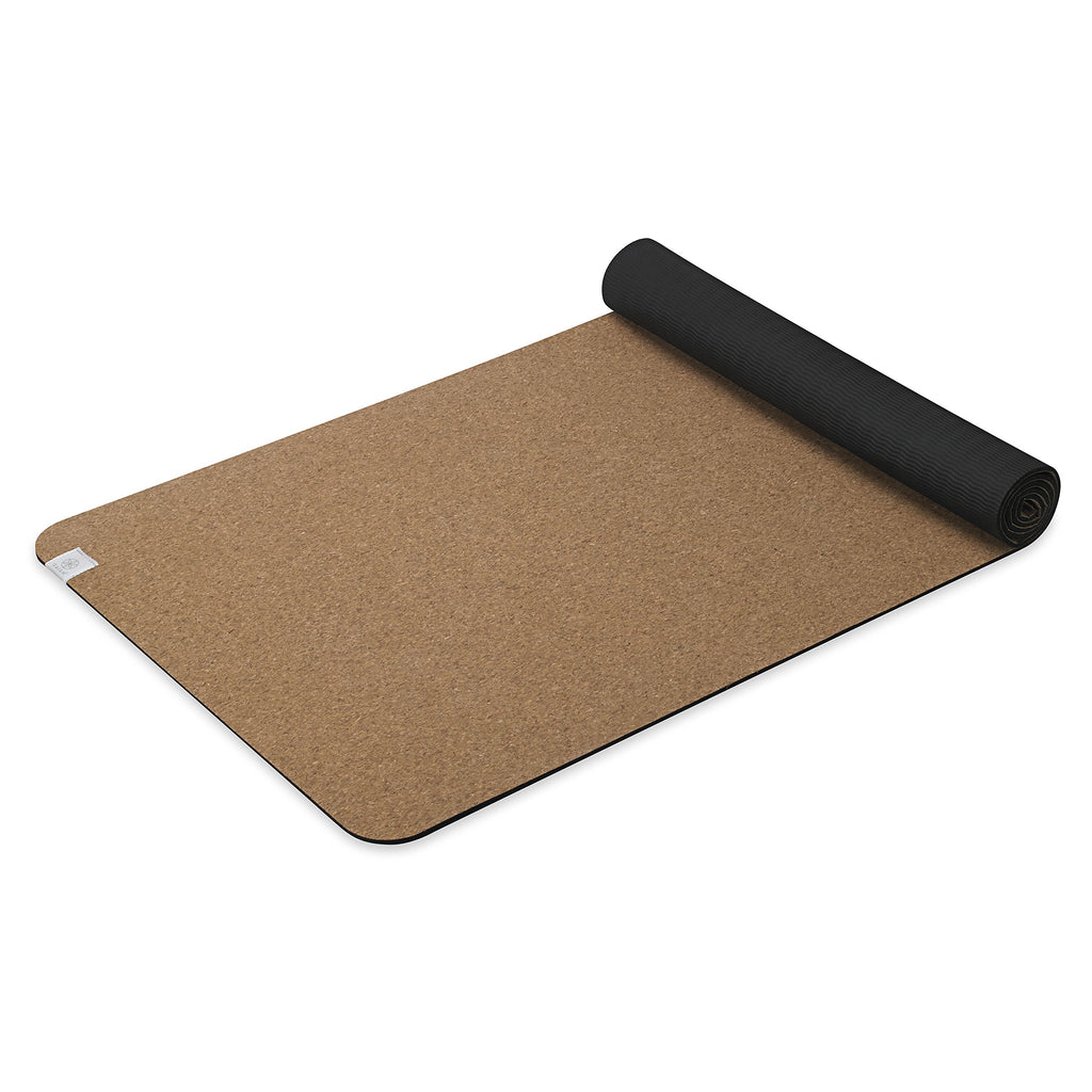 Gaiam Yoga Mat Cork - Great For Hot Yoga, Pilates (68-Inch X 24-Inch X 5Mm Thick), Black/Brown