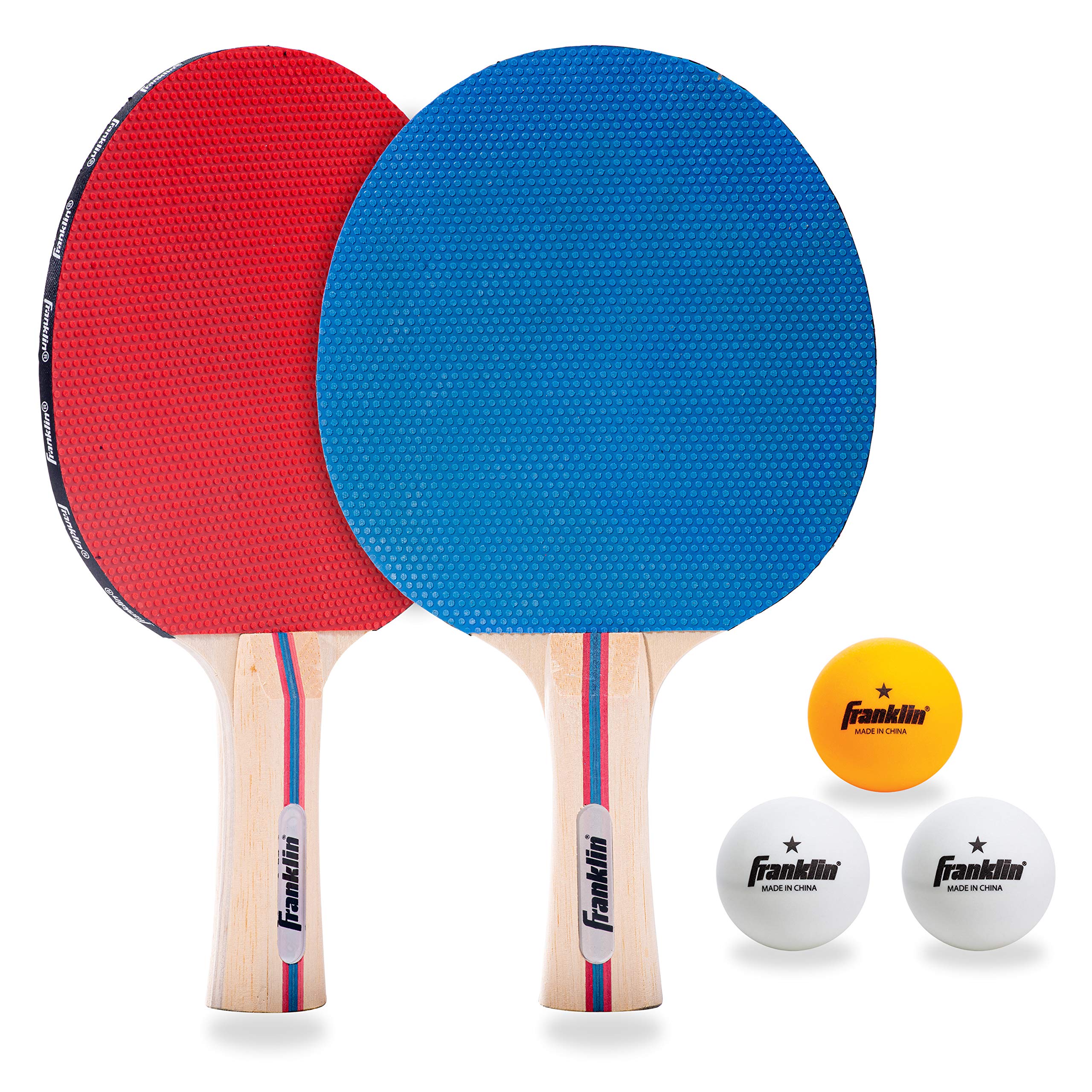 Franklin Sports Ping Pong Paddle Set With Balls - 2 Player Table Tennis Paddle Kit With (2) Paddles + (3) Balls Included - Red +