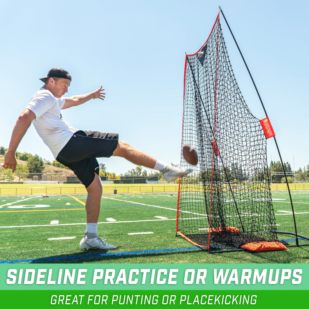 Gosports Football 7 Ft X 4 Ft Kicking Net - Sideline Practice For Punting Or Place Kicks, Ultra-Portable Design With Weighted Sa