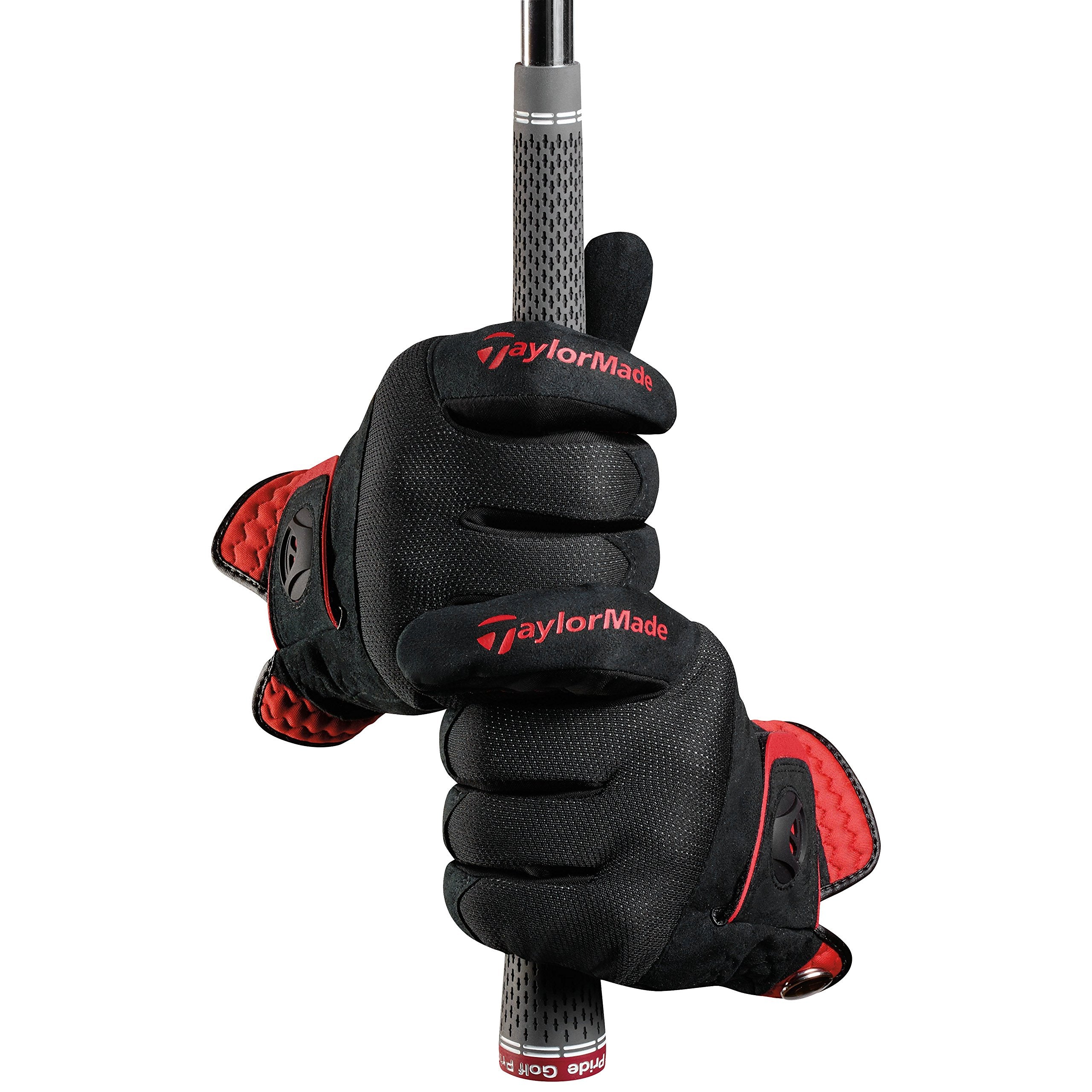 Taylormade Golf Rain Control Glove (Black/Red, Large), Black/Red(Large, Pair)