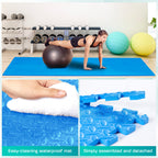 Yes4All Interlocking Floor Mats With Border - Foam, Gym Floor Mats With Eva Interlocking Tiles (12 Square Feet - Blue - 12 Tiles