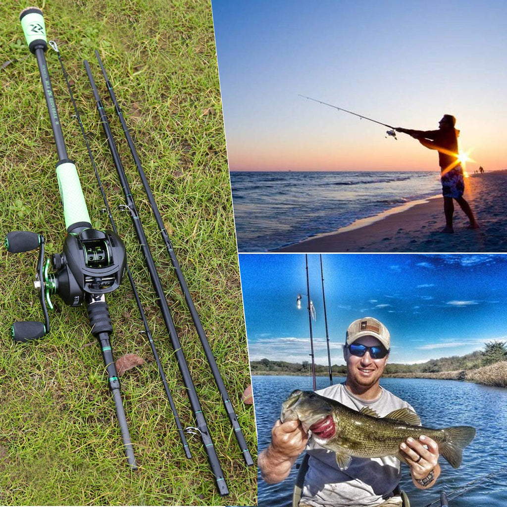 Sougayilang Ultralight Fishing Rod Reel Combos Portable Light Weight High Carbon 4 Pc Baitcaster Fishing Pole With Baitcasting R