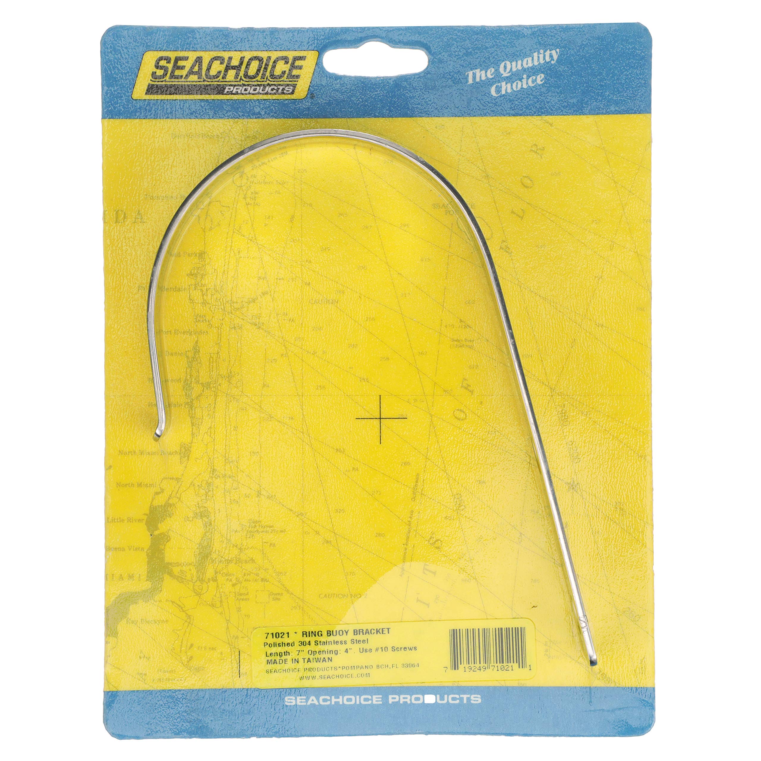 Seachoice Ring Buoy Bracket, Polished 304 Stainless Steel, 4 In. Opening