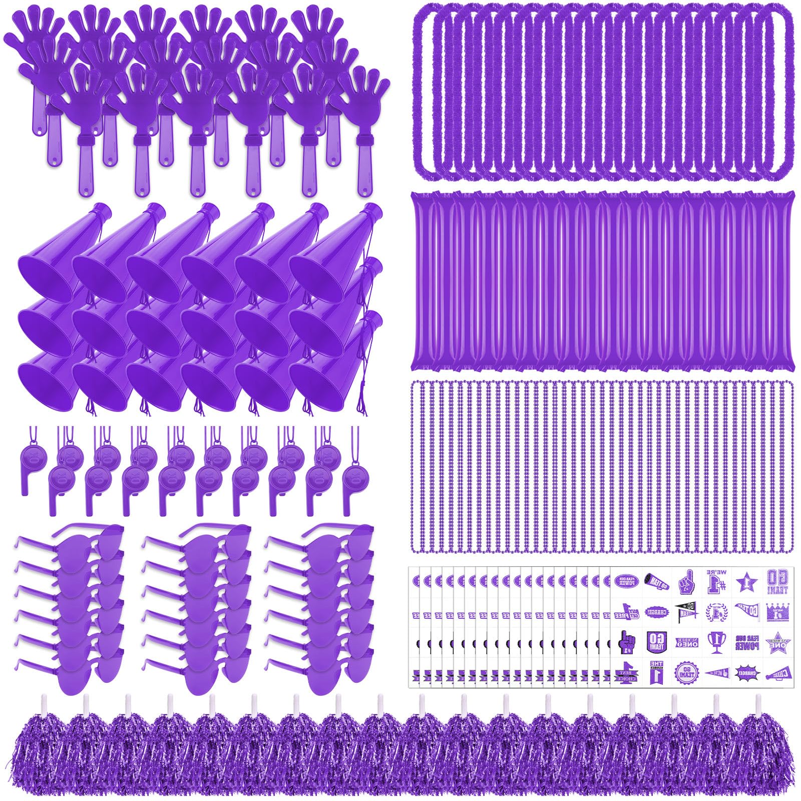 Soulchen 540 Pcs Purple Team Spirit Accessories Bulk Field Day Accessories Pep Rally Color War Camp Spirit Events Party Items Ch