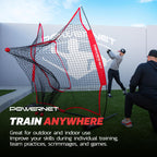 Powernet Baseball Softball Practice Net 7X7 With Baseball Accessories For Practice Pitching & Batting, Ball Caddy, Weighted Base