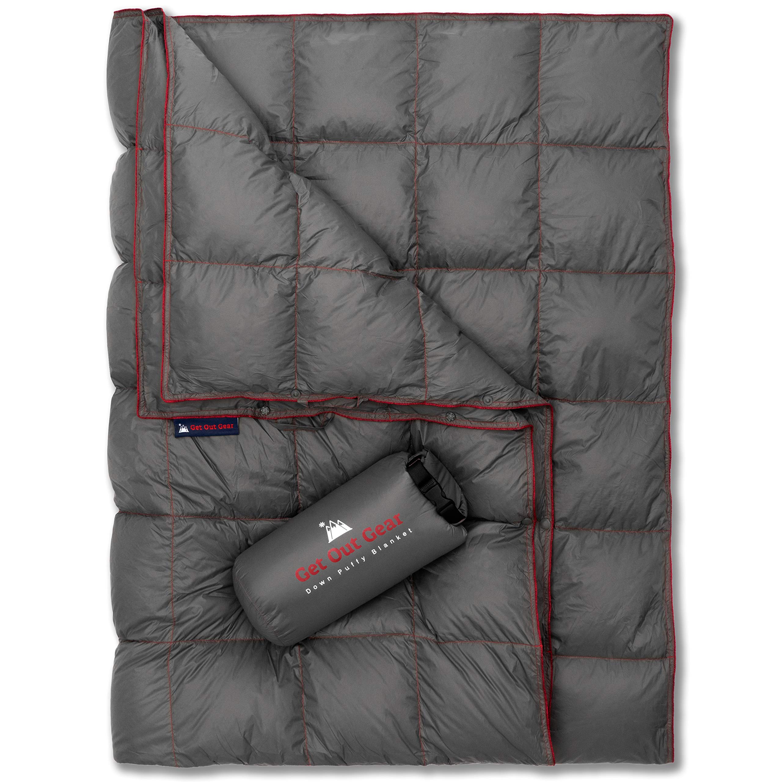Get Out Gear Down Camping Blanket - Outdoor Lightweight Packable 650 Fill Power Down Blanket Compact Waterproof and Warm Backpac