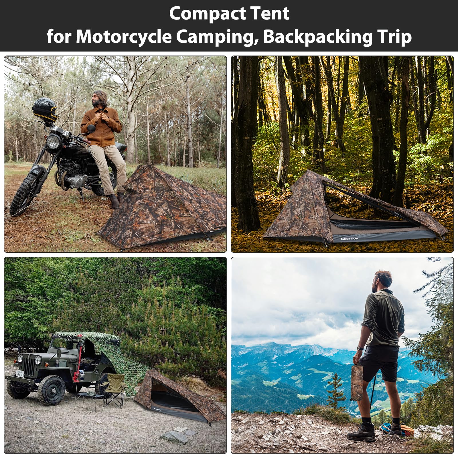 Geertop Ultralight Backpacking Tent For 1 Person Waterproof Single Person Tent For Outdoor Camping Hiking Motocycle Travel