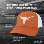 Legacy NCAA Officially Licensed Baseball Hat, Texas Longhorns, Lightweight Cap for Men & Women, Mid-Pro Snapback Adjustable (MPS