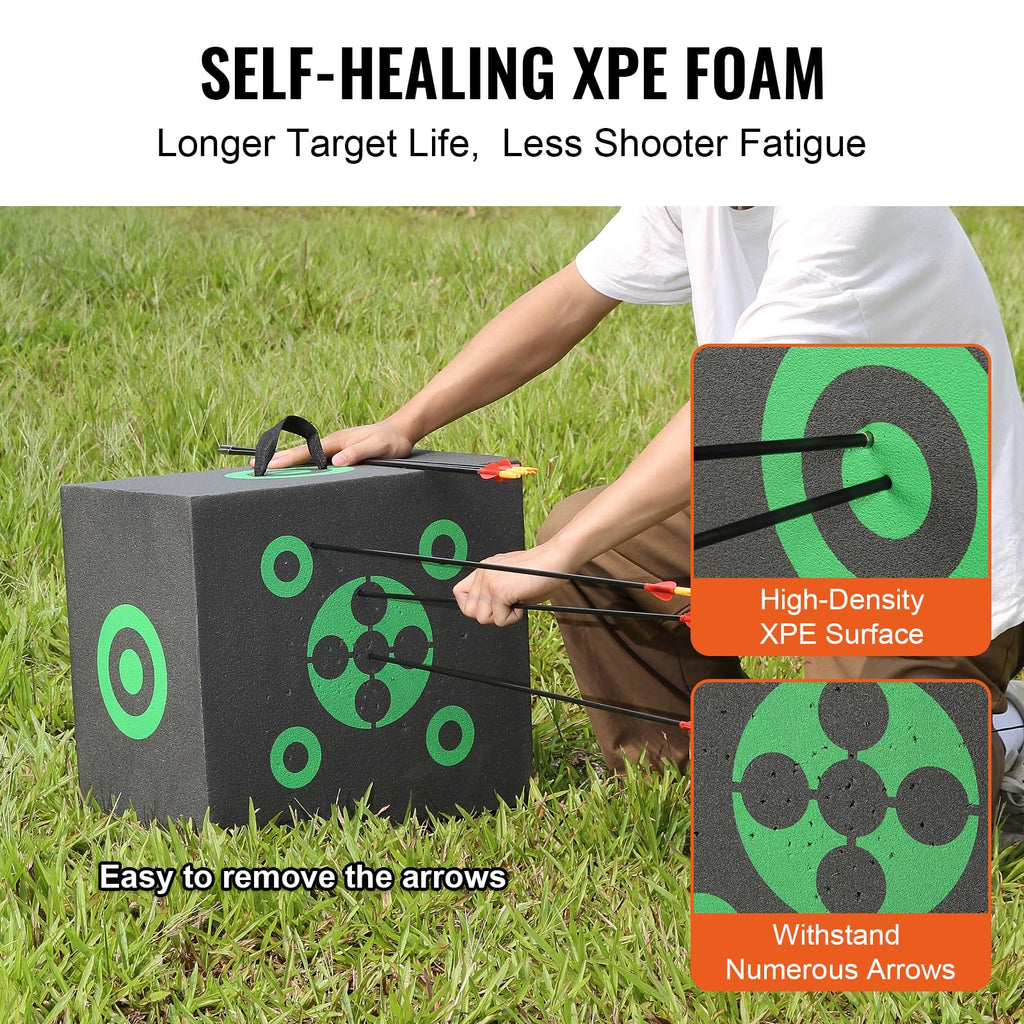 Vevor Archery Target, 16''X18'' All-Side Shotting Archery Arrow Target, Outdoor Portable Archery Target With Carry Handle, Easy